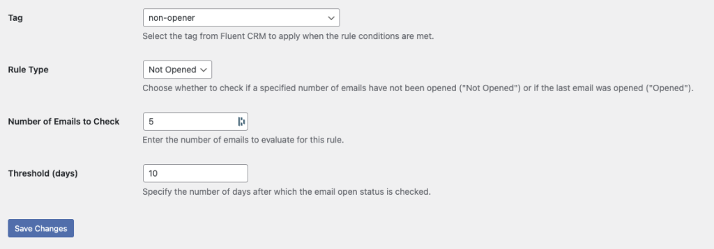 rule editor for fluent crm